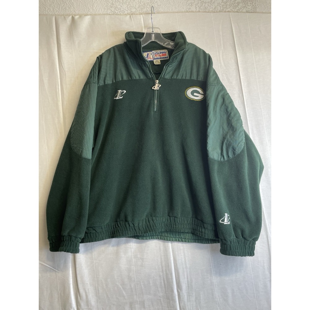 Green Bay Packers  Vintage Logo Athletic Mens 2XL Quarter Zip Fleece Pullover